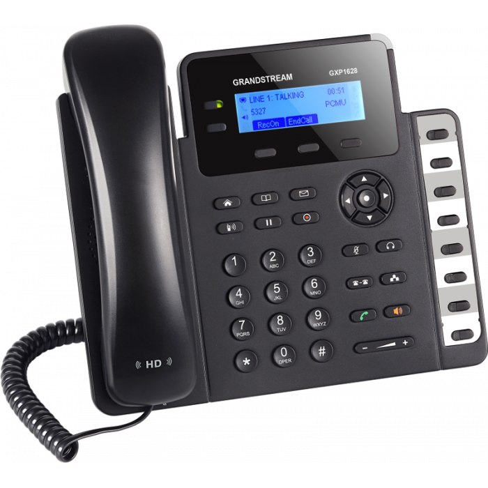 IP телефон Grandstream GXP1628 2 SIP аккаунта, 2 линии, есть подсветка экрана, PoE, (1GbE)Gigabit Ethernet, 8 BLF