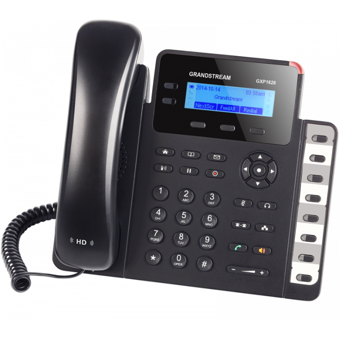 IP телефон Grandstream GXP1628 2 SIP аккаунта, 2 линии, есть подсветка экрана, PoE, (1GbE)Gigabit Ethernet, 8 BLF
